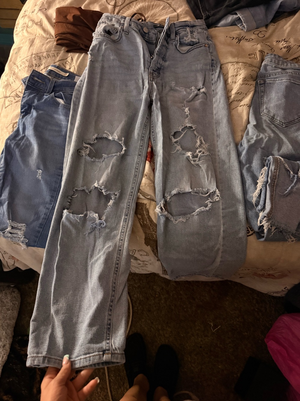 Multiples Light Blue High Rise Distressed Women's Jeans